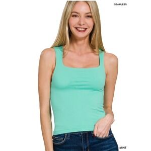 Zenana Seamless Double Layered Square Neck Tank –‎ Stretchy Everyday Basic S/M